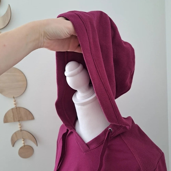 LOGO Lori Goldstein Purple Hooded Oversized Tunic Sweater Pullover Size Small - Picture 5 of 7